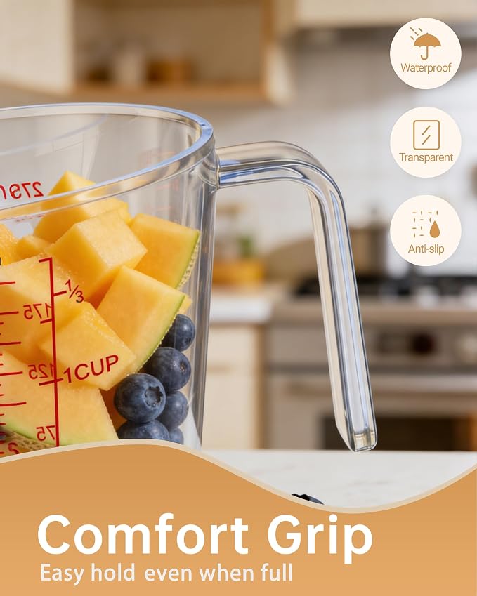 Measuring Cups, Plastic Measuring Cups Set of 3-1000ml, 300ml - Image 6