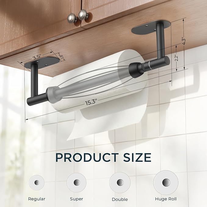 FORIOUS Paper Towel Holder Under Cabinet, One Hand Operable - Image 7