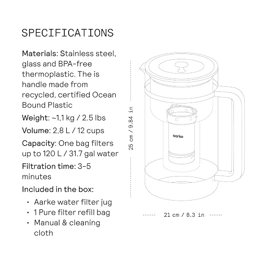 Aarke Purifier - Premium Glass and Stainless Steel Water Filter Pitcher - Image 8