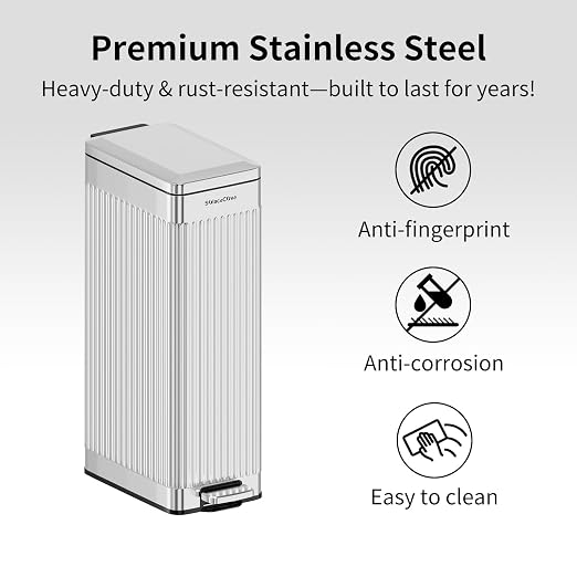 Soft-Close Trash Can with lid，8 Gallon/30L Anti-Fingerprint Stainless Steel - Image 5