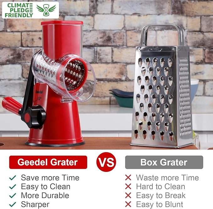 Geedel Rotary Cheese Grater, Kitchen Mandoline Vegetable Slicer - Image 2