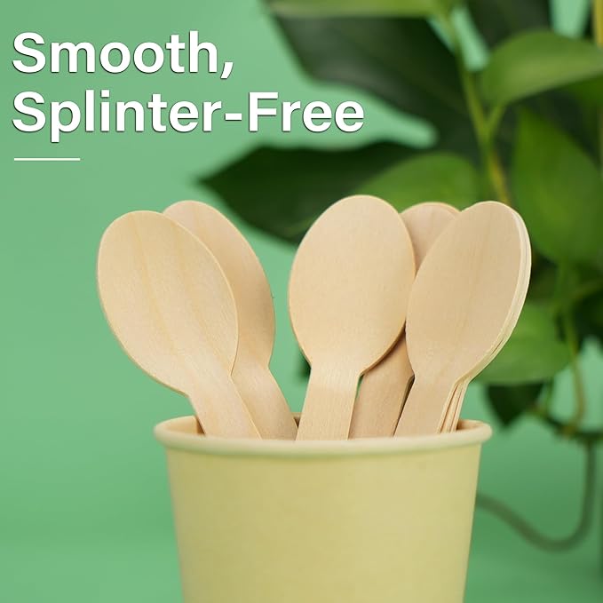 LotFancy Disposable Wooden Spoons, Biodegradable Compostable Eco-friendly - Image 5