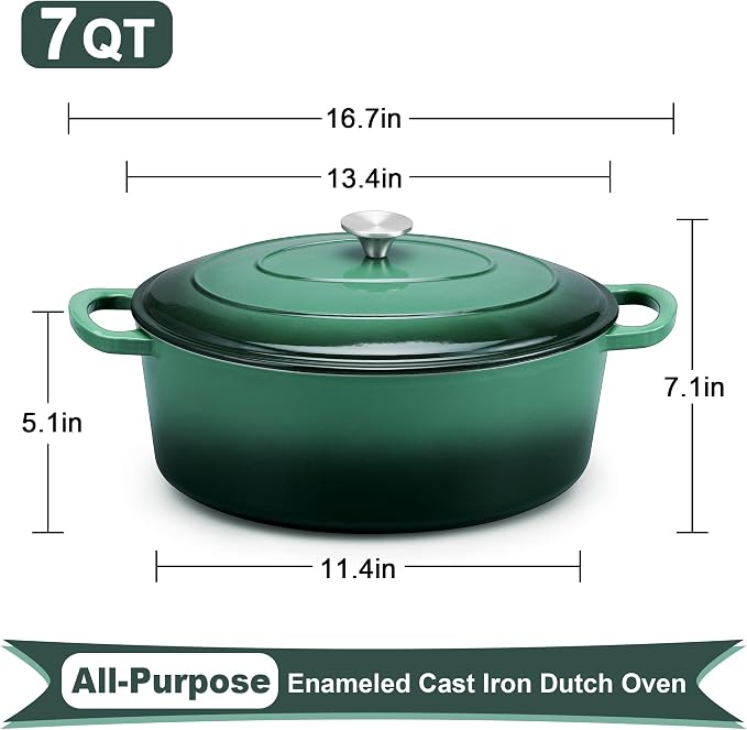 E-far 7QT Oval Dutch Oven Pot - Image 2