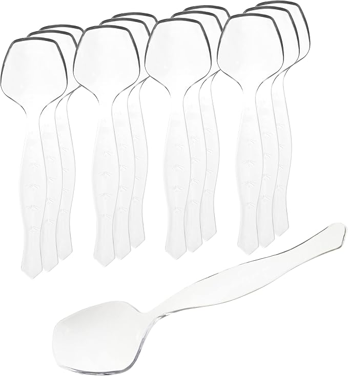 PARTY BARGAINS Disposable Clear Plastic Serving Spoons 8.75″ – Heavy-Duty Clear by PARTYBARGAINS