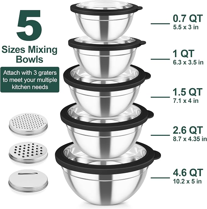 TeamFar Mixing Bowls, Stainless Steel Salad Serving Bowl - Image 2