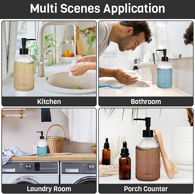 2 Pack Glass Soap Dispenser - Image 3