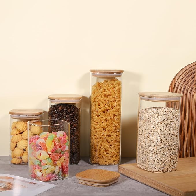 Glass Food Storage Jars 76 oz Set of 3, Glass Storage Containers Clear Glass - Image 6