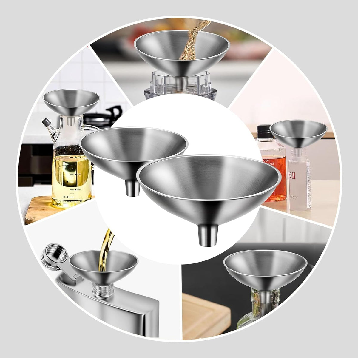 Small Funnel Set of 2, Stainless Steel Mini Funnel for Essential Oil