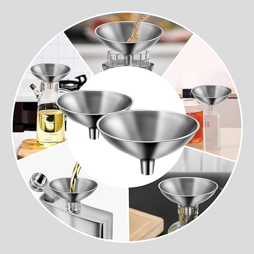 Small Funnel Set of 2, Stainless Steel Mini Funnel - Image 4