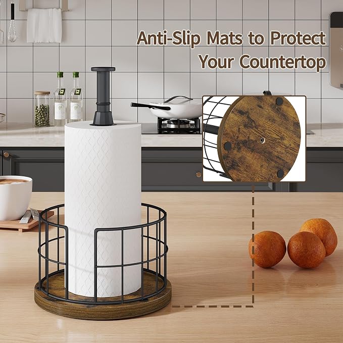 YINMIT Paper Towel Holder Countertop, One-Handed Tear Farmhouse Paper Towel - Image 5