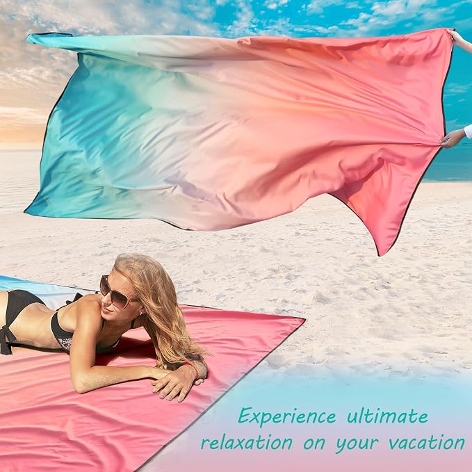 WIWIGO Beach Blanket Waterproof Sandproof Beach Mat 79" X 83"/10'x9'for 2-8 - Image 3