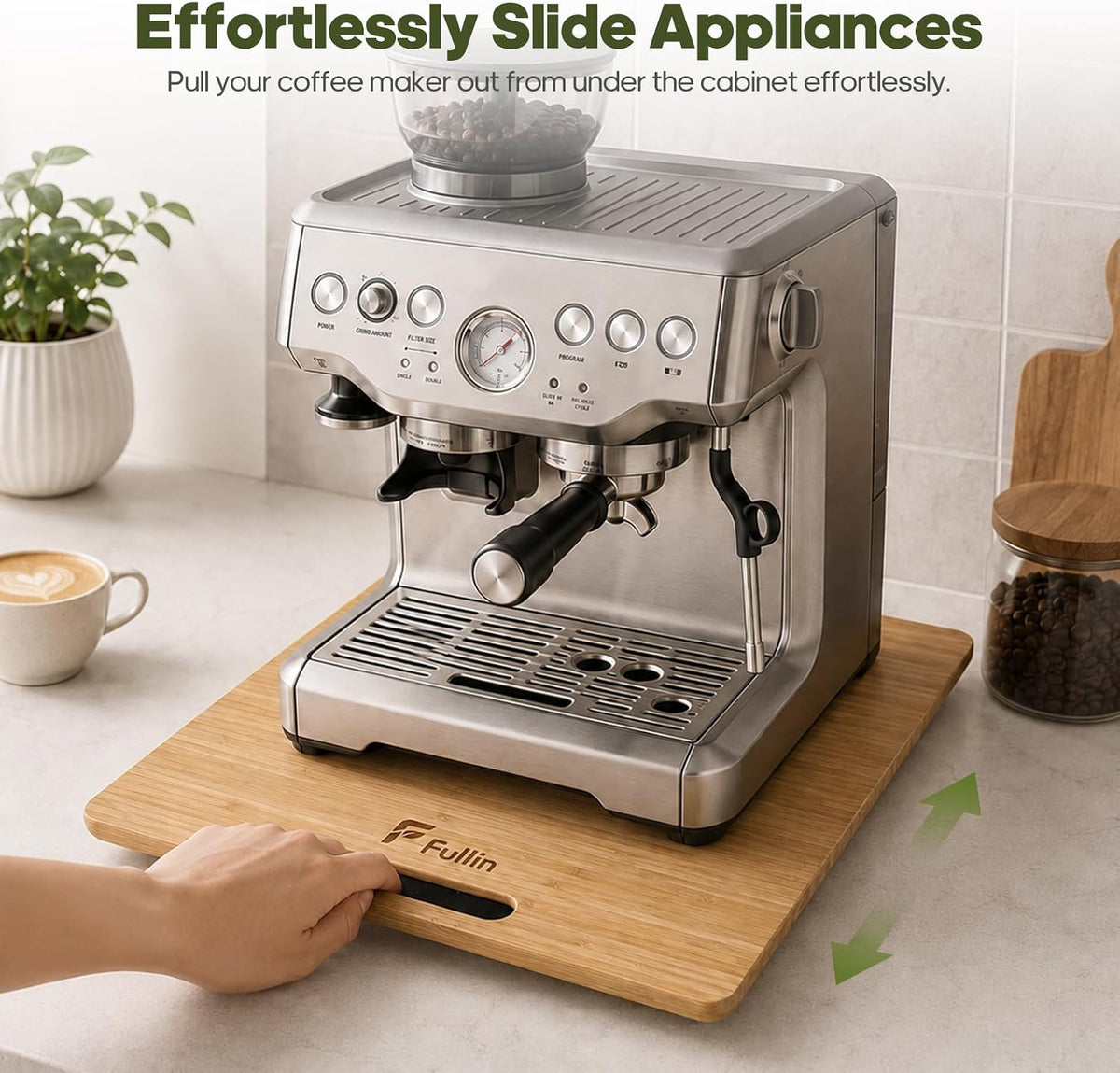 16"W x 13"D Bamboo Appliance Slider Tray for Coffee Maker air fryer