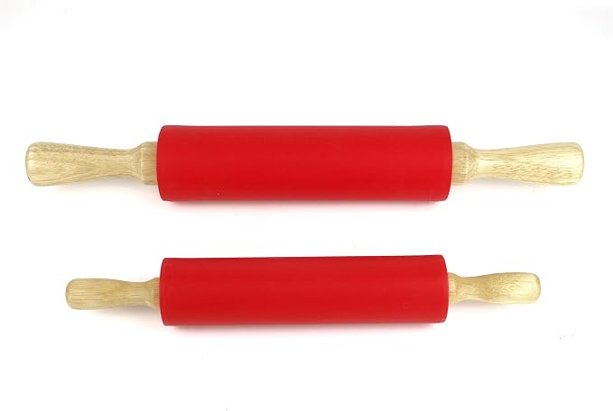 Silicone Rolling Pin for Baking Non-stick Rolling Pin Dough Roller Wooden - Image 5