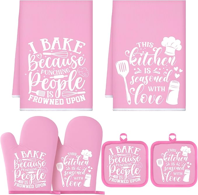 Sratte 6 Pcs Kitchen Decor Accessories Set Farmhouse Towels Pot Holders Oven by Sratte