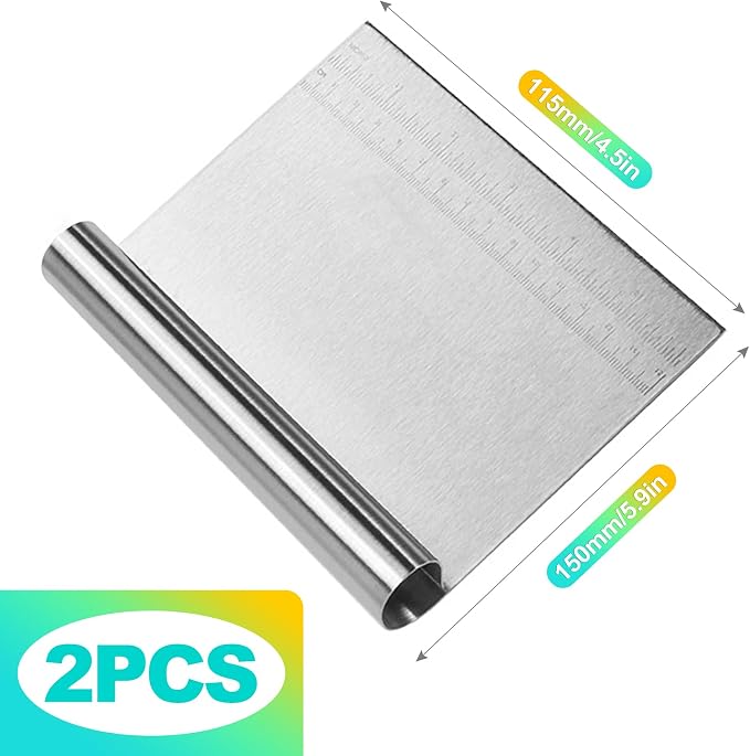 2 Pack Stainless Steel Dough Cutter & Pastry Scraper, Bench Knife - Image 2