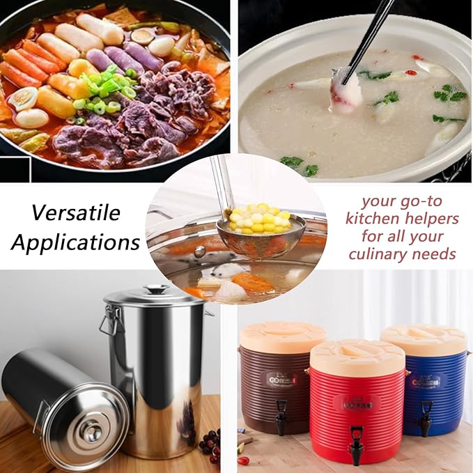 3 Pcs 1 oz Stainless Steel Soup Ladle Set, Long Handle Serving Spoons - Image 6