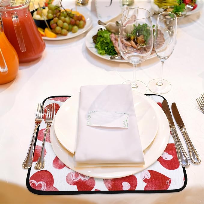 Breling Valentine's Day Dish Drying Mat Valentine Kitchen Dry Mat Absorbent - Image 5