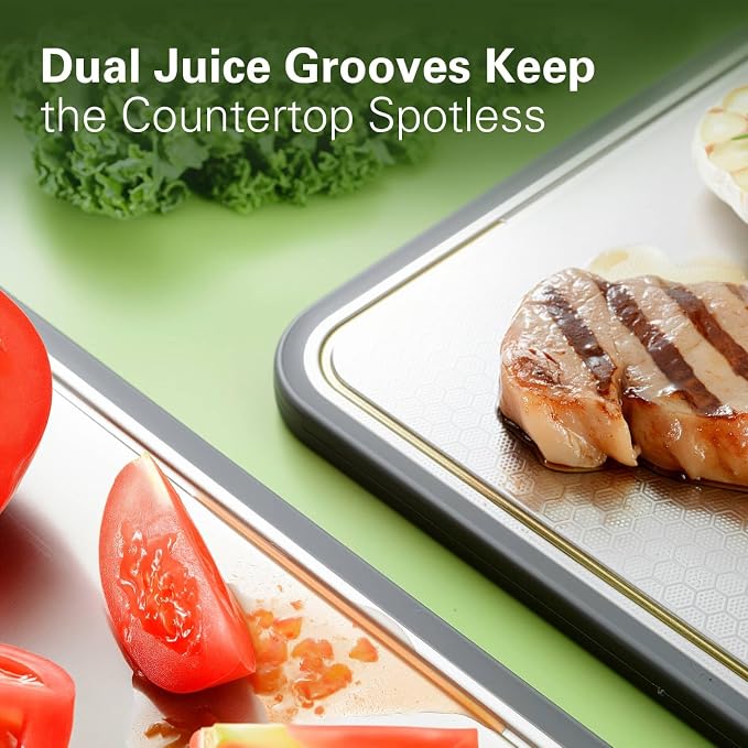 Stainless Steel Cutting Board 16''×11'', Double Sided 304 Steel Cutting Board - Image 5
