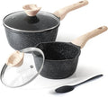 Kordisen Sauce Pan Set with Lid, 1.5Qt & 2.5 Qt Nonstick Cooking Pots with Pour by Kordisen