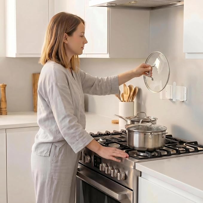 Pot Lid Rack, Wall Mounted 304 Stainless Steel Pan Lid Organizer Holder - Image 2