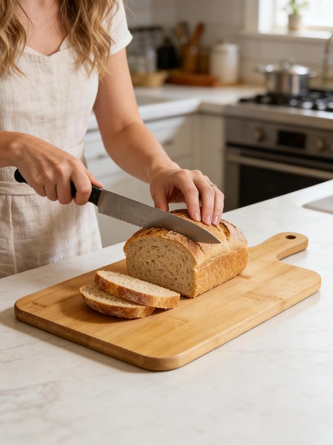 ZeQi Bamboo Cutting Board with Handle, Wooden Cutting Boards, Chopping Board - Image 3
