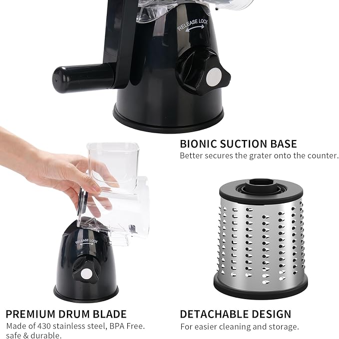 Rotary Cheese Grater 3-in-1 and Shredder - Image 3