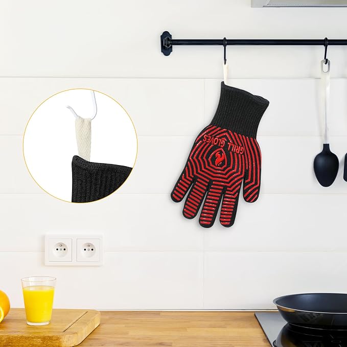 QUWIN BBQ Gloves, BBQ Accessories 1472℉ Extreme Heat Resistant, Grilling Gloves - Image 5