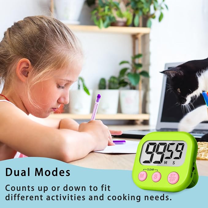 Lasubst Digital Kitchen Timers for Cooking, Magnetic Classroom Timers for - Image 2