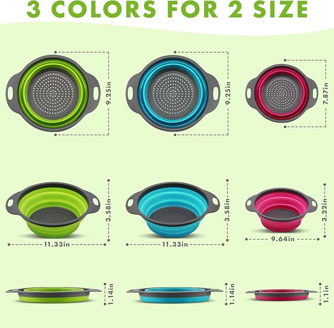 Silicone Collapsible Colander Sink Colander Collapsible Camping Versatile - Image 2