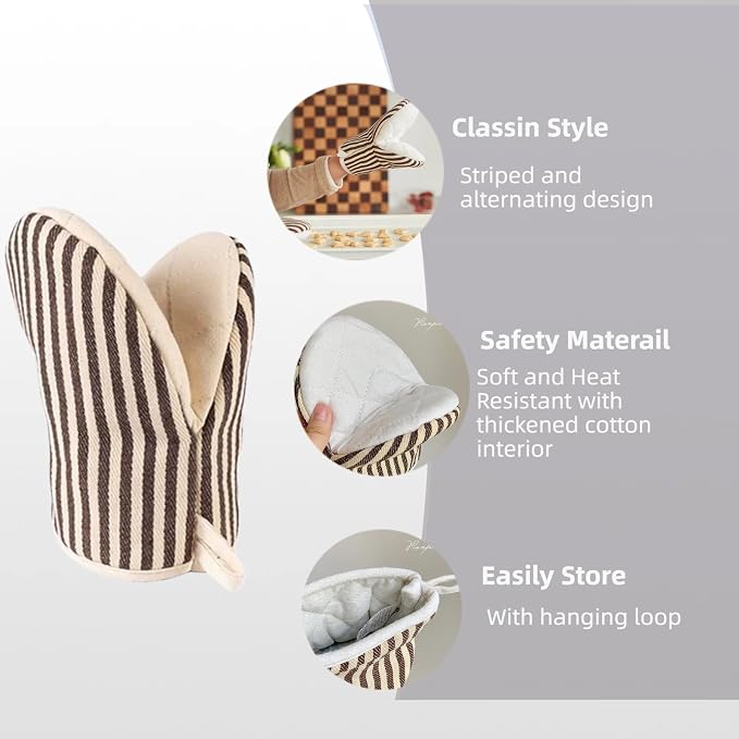 1 Pair Mini Oven Mitts, High Heat Resistant Oven Gloves, Kitchen Short Oven Mit - Image 4