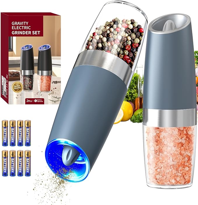 CIRCLE JOY Gravity Electric Salt and Pepper Grinder Set Automatic Salt and by CIRCLEJOY