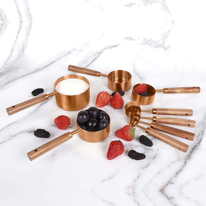 Collection 8 Piece Rose Gold Measuring Cups Set and Measuring Spoons - Image 7