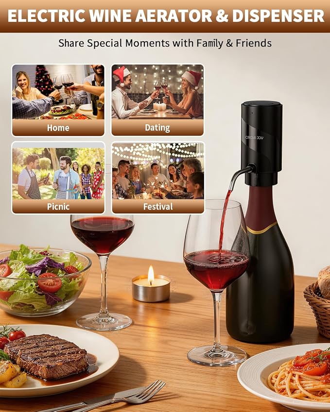 CIRCLE JOY Electric Wine Aerator Pourer, Rechargeable Automatic Wine Decanter - Image 7