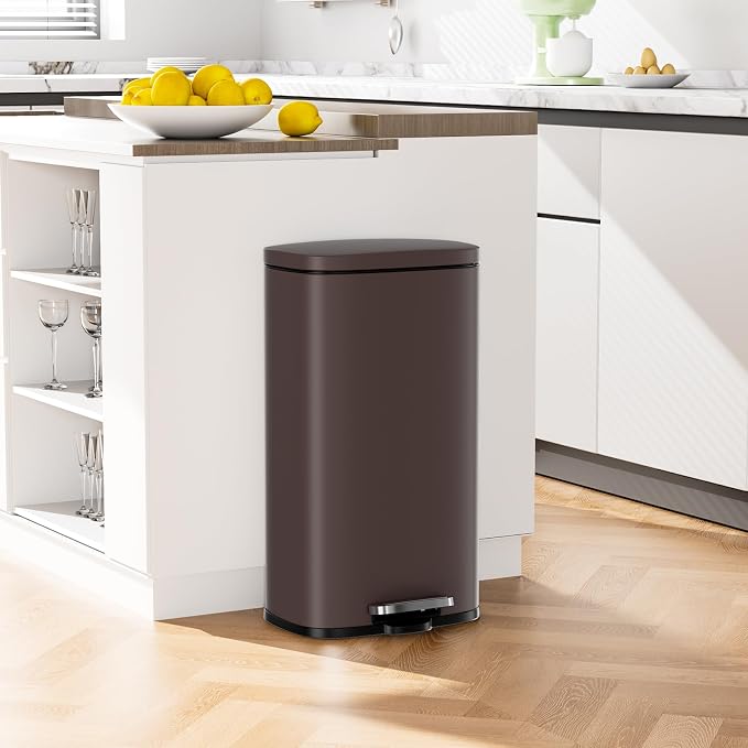 Arlopu 8 Gallon Step Trash Can, Stainless Steel Garbage Bin, Soft-Close Rubbish - Image 9