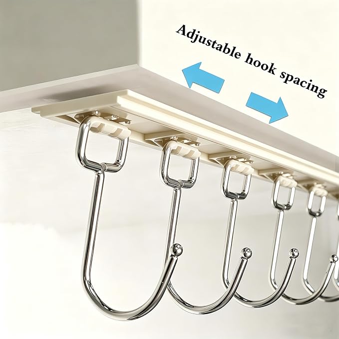 Cociat 2PCS Utensil Racks with 8 Hooks 17 Inch White Kitchen Utensil Holders - Image 3