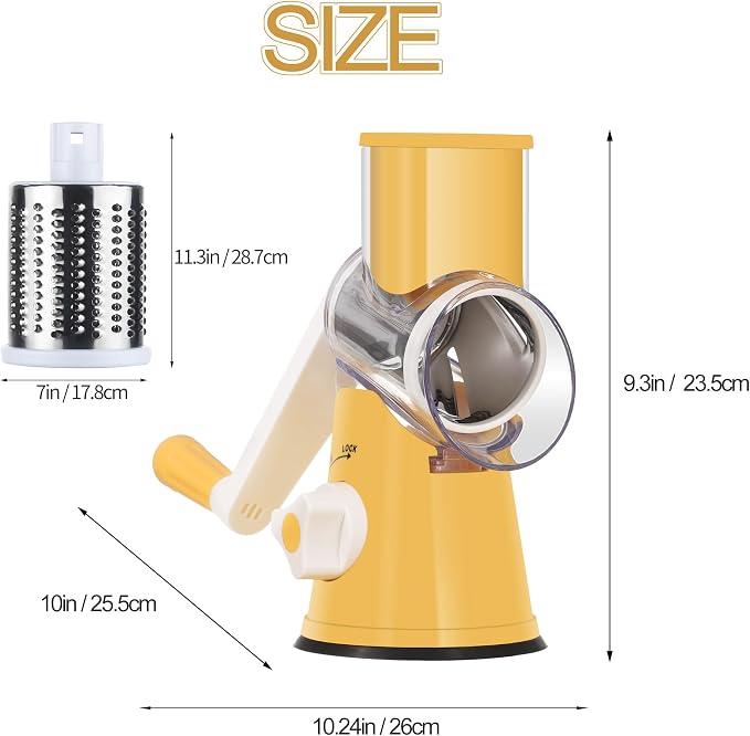 Ourokhome Rotary Cheese Grater Hand Crank, Kitchen Shredder Speed Mandolin - Image 7