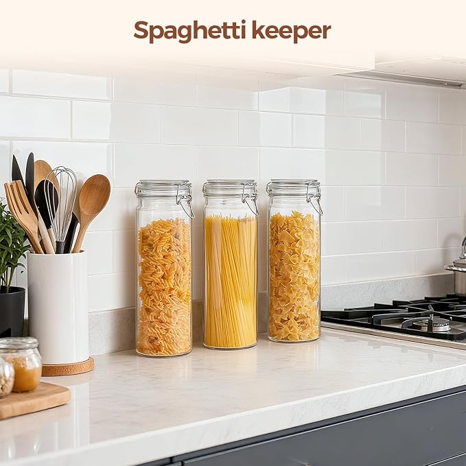 ComSaf 3-Pack 68oz 13-Inch Tall Glass Pasta Containers - Image 6