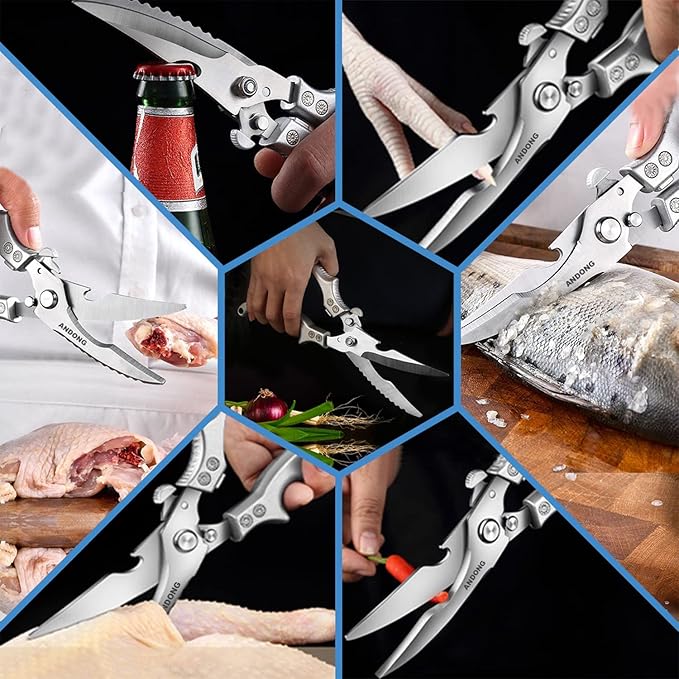 ANDONG Heavy Duty Professional Poultry Shears -Stainless Steel Kitchen & Meat - Image 6