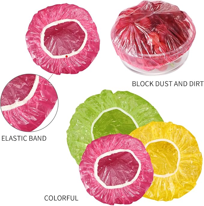 Boao 240 Pieces Reusable Elastic Food Bowl Storage Covers 3 Size Colorful Bowl - Image 5