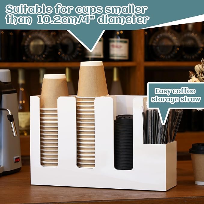 Cunhill 4 Compartments Acrylic Coffee Cup and Lid Storage Organizer Holder - Image 7