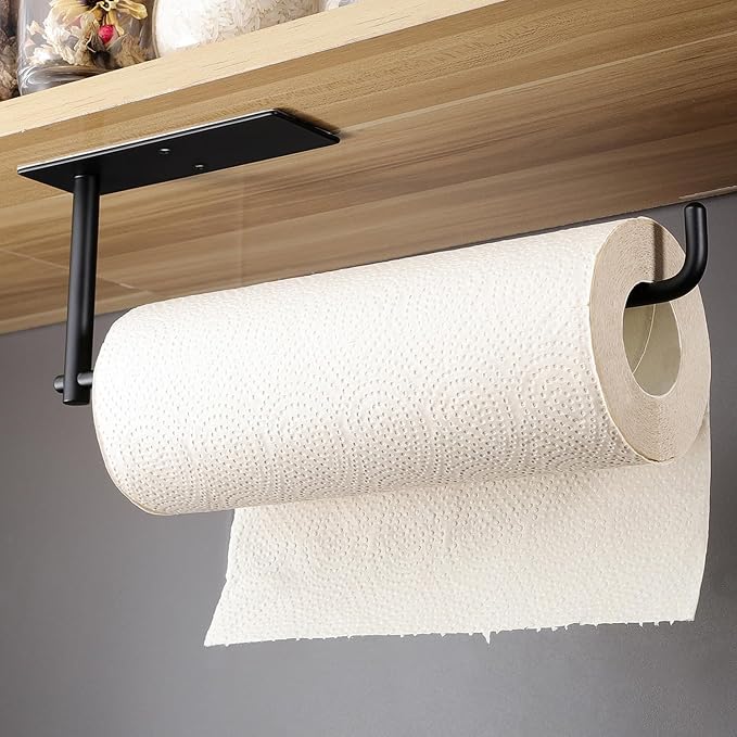 SUNTECH 2 Pack Paper Towel Holder Under Cabinet, Adhesive or Drilling Paper - Image 2