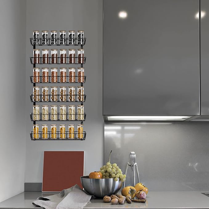 SWOMMOLY Adjustable Wall Mount Spice Rack Organizer, 12-Tier Dual-use Hanging - Image 4