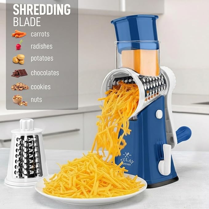 Zulay Kitchen Rotary Cheese Grater 5 Blade Cheese Shredder - Image 3