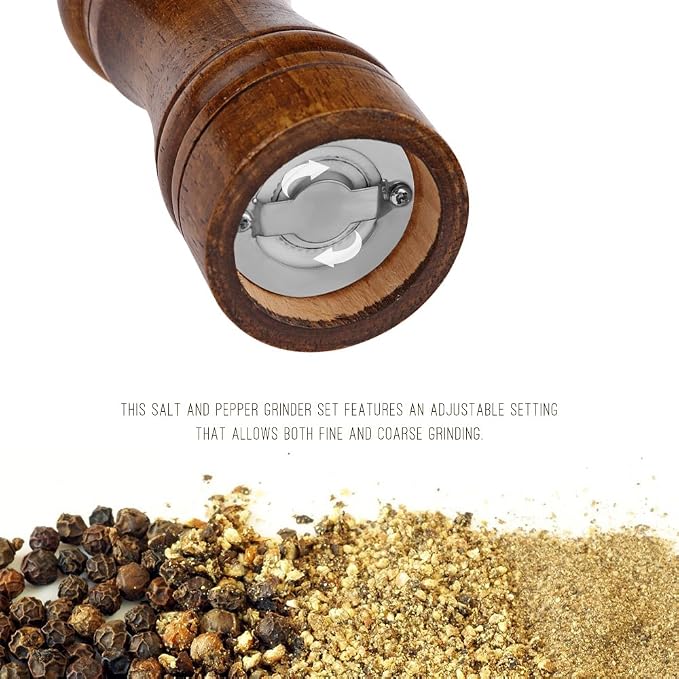 Pepper Mill - 5 inch Pepper Grinder Pepper Grinder Refillable Oak Salt and - Image 3