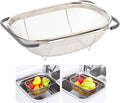 AJIODA Over The Sink Colander, 6 Quarts Stainless Steel Oval Colander by AJIODA