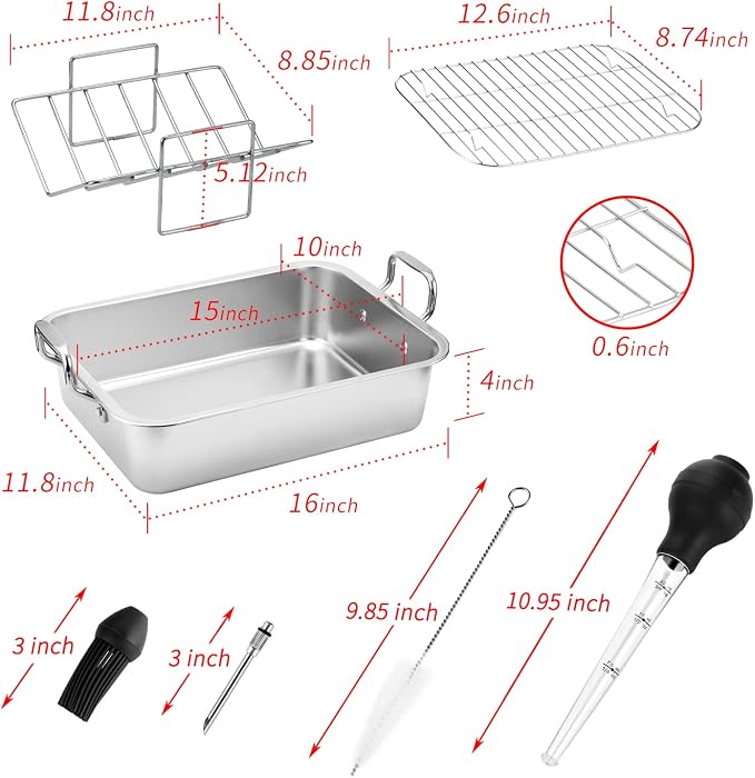 15 Inch Stainless Steel Roasting Pan - Image 4