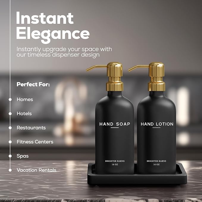 Luxury Glass Soap and Lotion Dispenser Set - Image 2