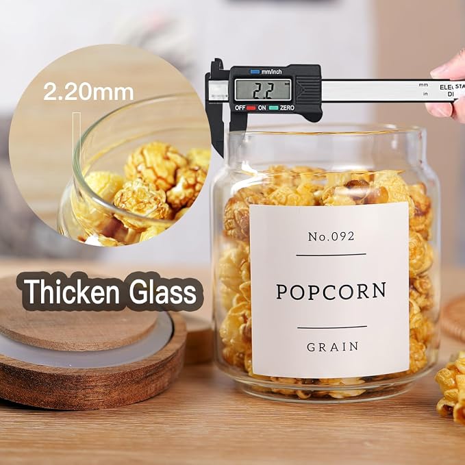 6 Set Glass Pantry Storage Jars - 15oz Thicken Glass Kitchen Canisters with 132 - Image 5