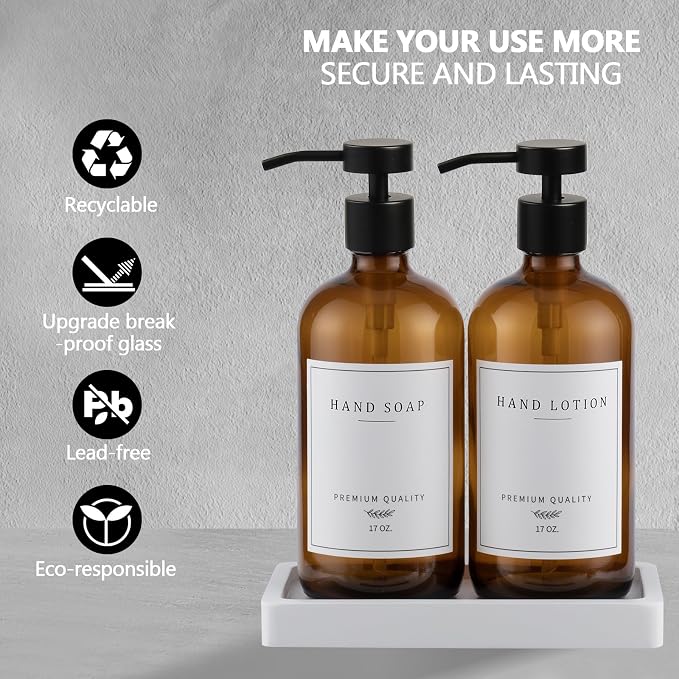 Amber Glass Soap Dispenser - Image 3