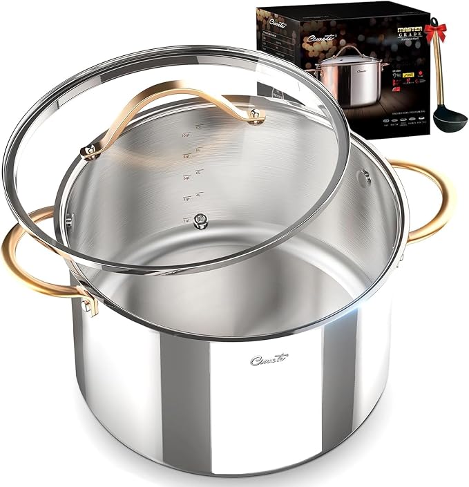 Ciwete Stock Pot 12 Quart, 18/10 Tri-Ply Stainless Steel Whole Clad Stock Pot by Ciwete
